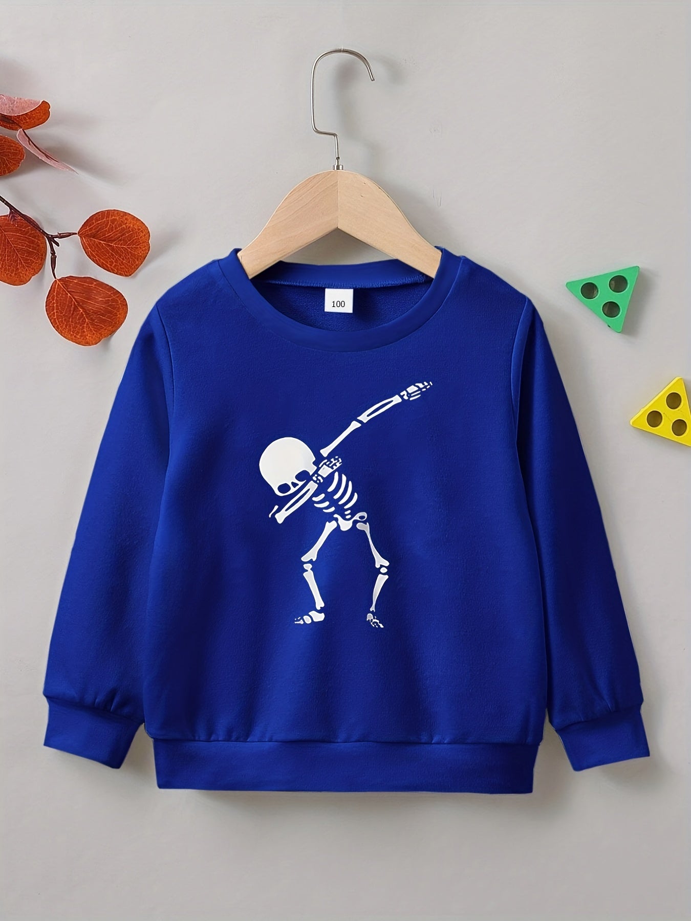 Funny Hip Hop Skeleton Print Boys Casual Pullover Sweatshirt