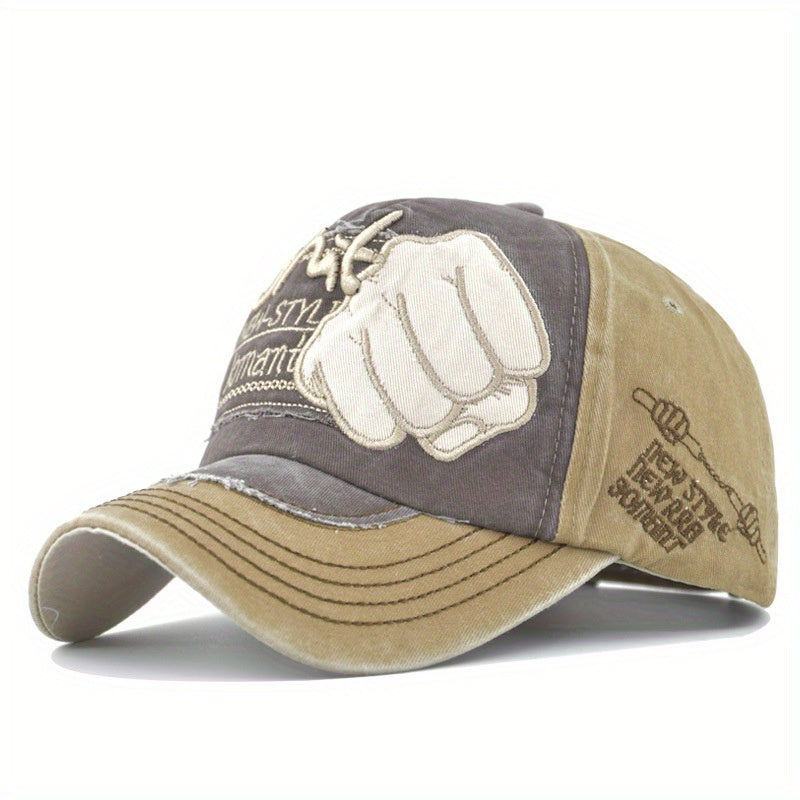 Fist Embroidered Unisex Baseball Cap Vintage Washed Distressed Dad Hat