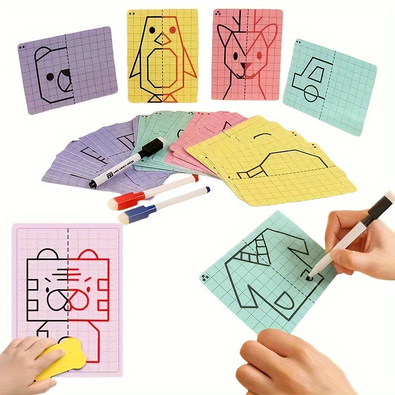 Cartoon Grid Symmetrical Drawing Graphics for Kids