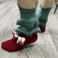 Christmas Colorblock Socks Knitted Women's Stockings