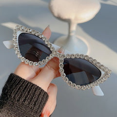 Vintage Rhinestone Cat Eye Sunglasses Y2K Women Eyewear