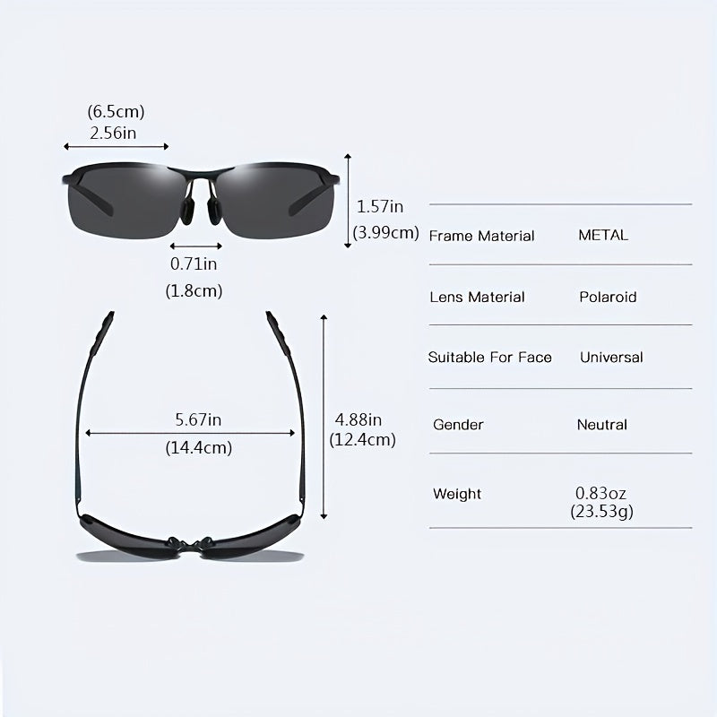 Men's Aluminum Magnesium Half Frame Polarized Sports Sunglasses