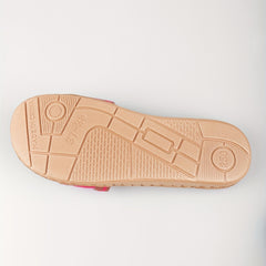 Women's Wave Striped Flat Linen Slides Open Toe Single Band Shoes