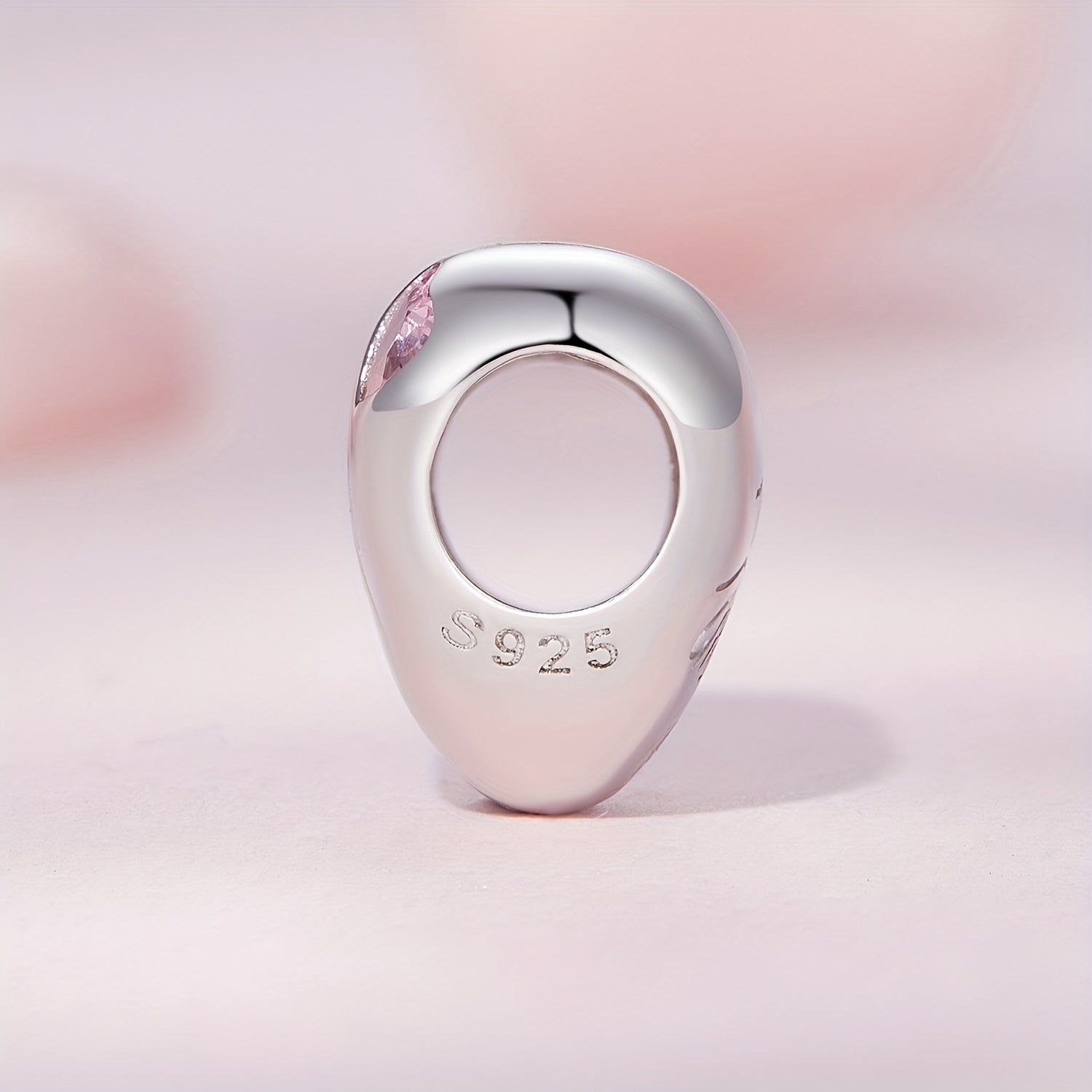 925 Silver Mother Daughter Kissing Pink Heart Bracelet Charm