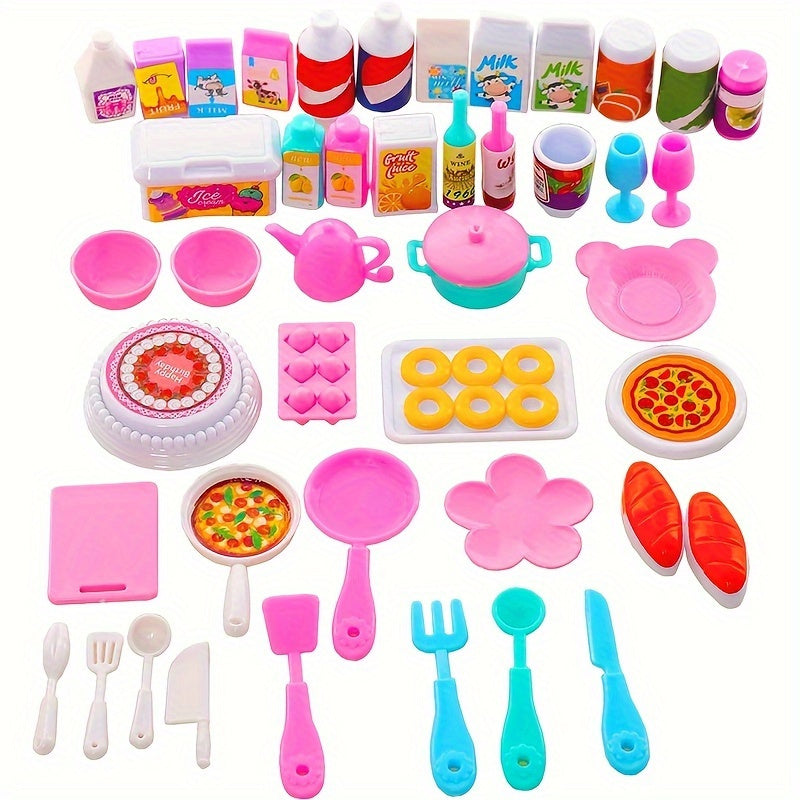 43pcs Dollhouse Accessory Set Small Food Tableware and Kitchen Decorations
