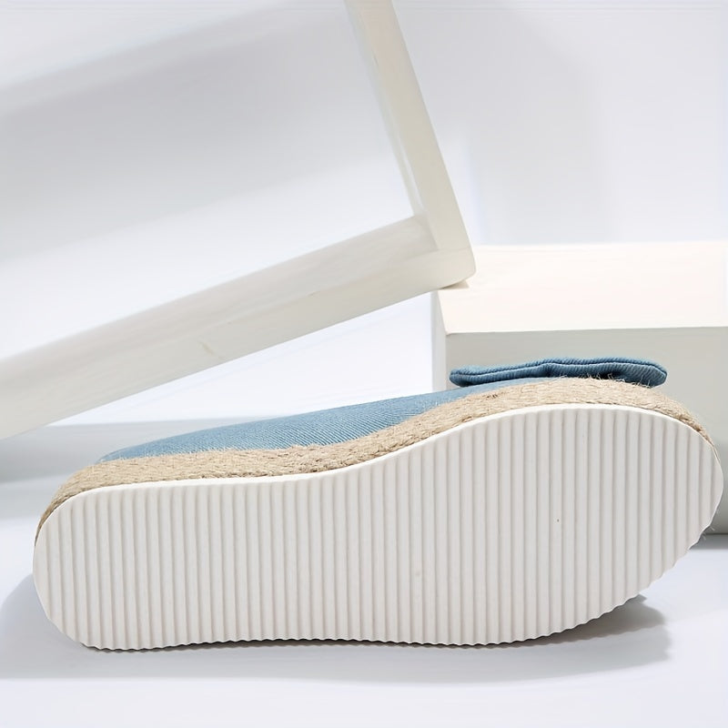 Women's Bowknot Decor Slip On Shallow Mouth Espadrilles Thick Bottom Shoes