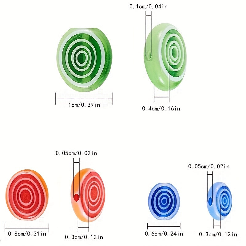 Rotating Pattern Colorful Round Glass Beads - 30-50pcs DIY Earrings Bra