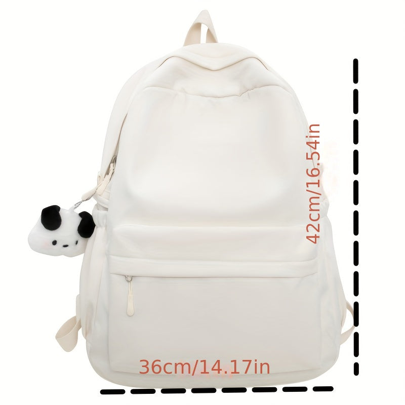 Solid Nylon Backpack for High School Students - Casual Travel Bag