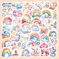 51pcs Cartoon Rainbow Star Vinyl Stickers for Water Bottles Laptops
