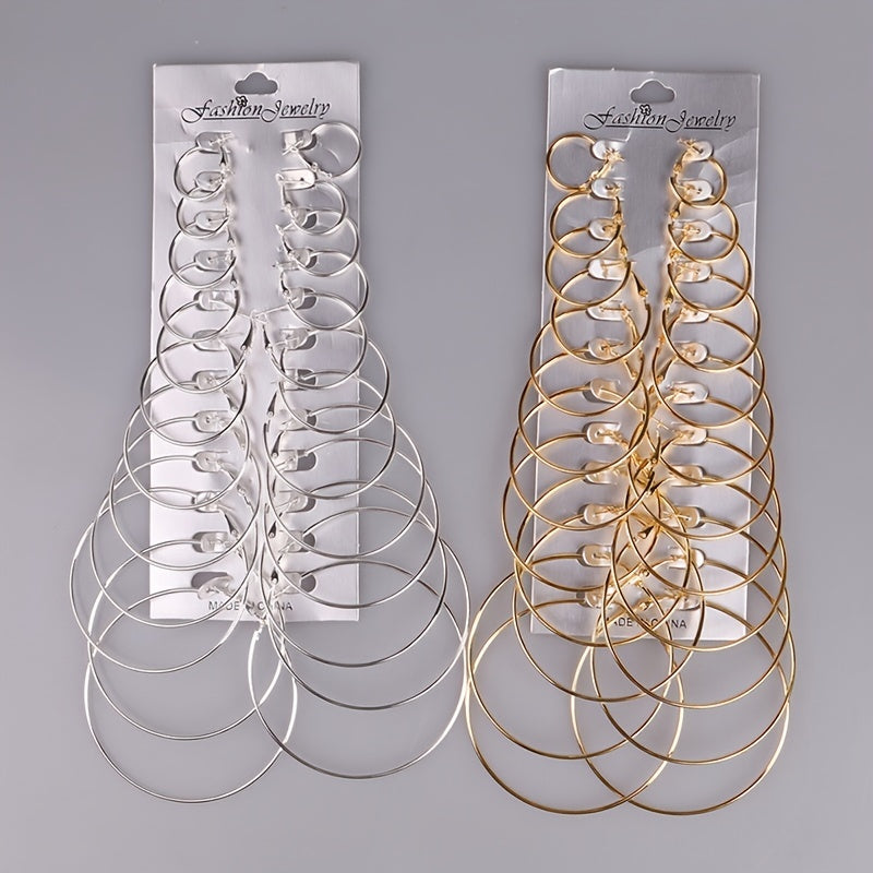Hoop Earrings 12 Pairs Set Exaggerate Accessories For Women Girls Gift