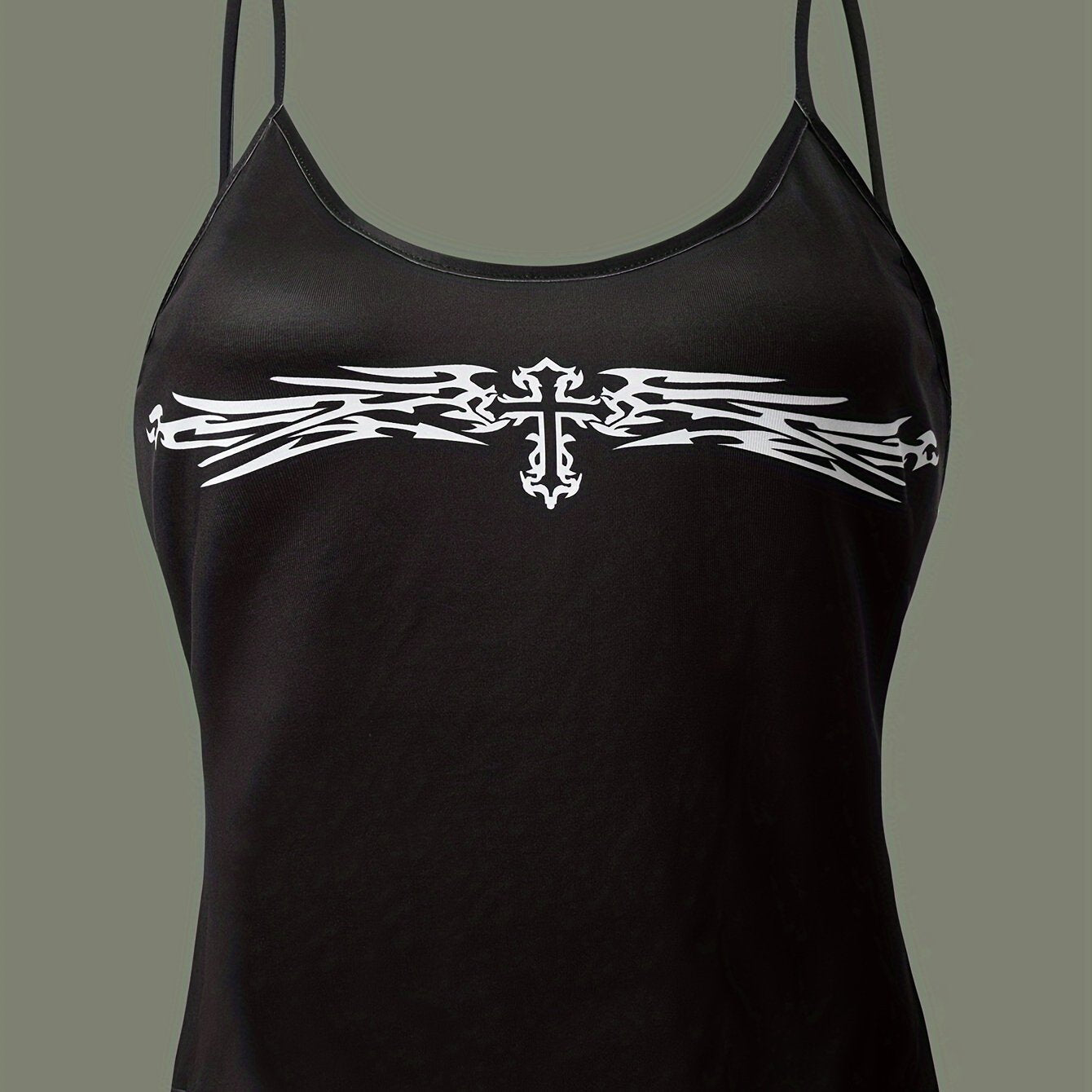 Cross Pattern Cami Top Crew Neck Sleeveless Top