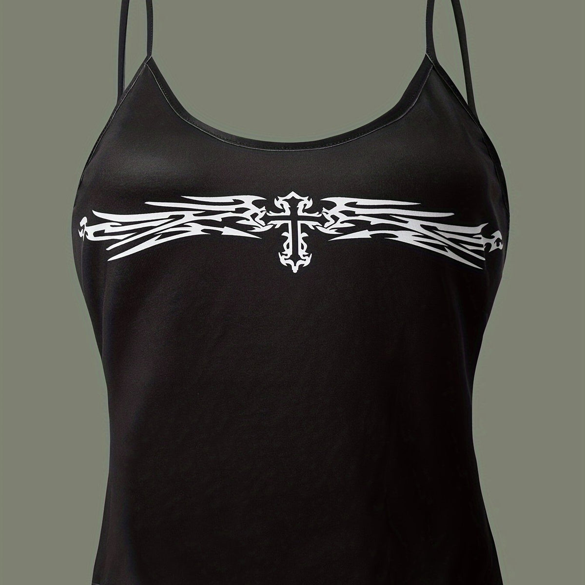 Cross Pattern Cami Top Crew Neck Sleeveless Top