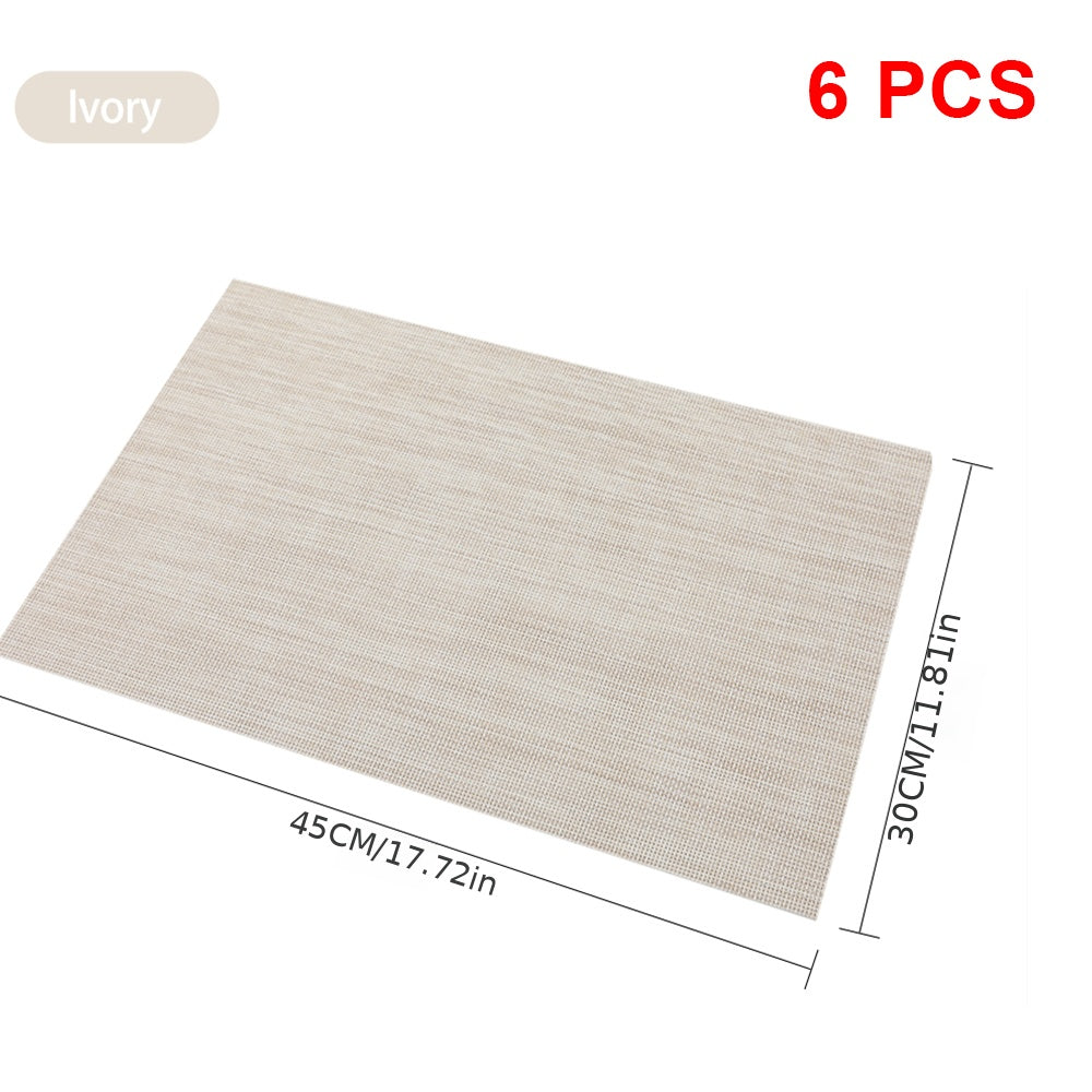 6pcs Vinyl Placemats for Dining Washable Stain Resistant Mats
