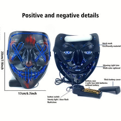 Men's Halloween LED Light Up Scary Mask Cosplay Costume Masquerade Party