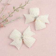 2pcs Faux Pearl Bow Hair Clips for Hair Bangs Braids Girls Baby Accessories