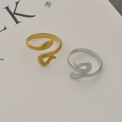 Stainless Steel Snake Couple Ring Open Finger Ring for Men