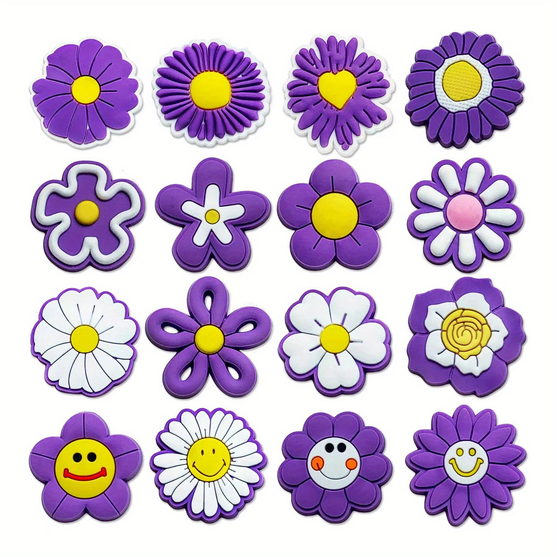 16pcs Pink Daisy Flower Shoe Charms Clogs Sandals Unisex Kids