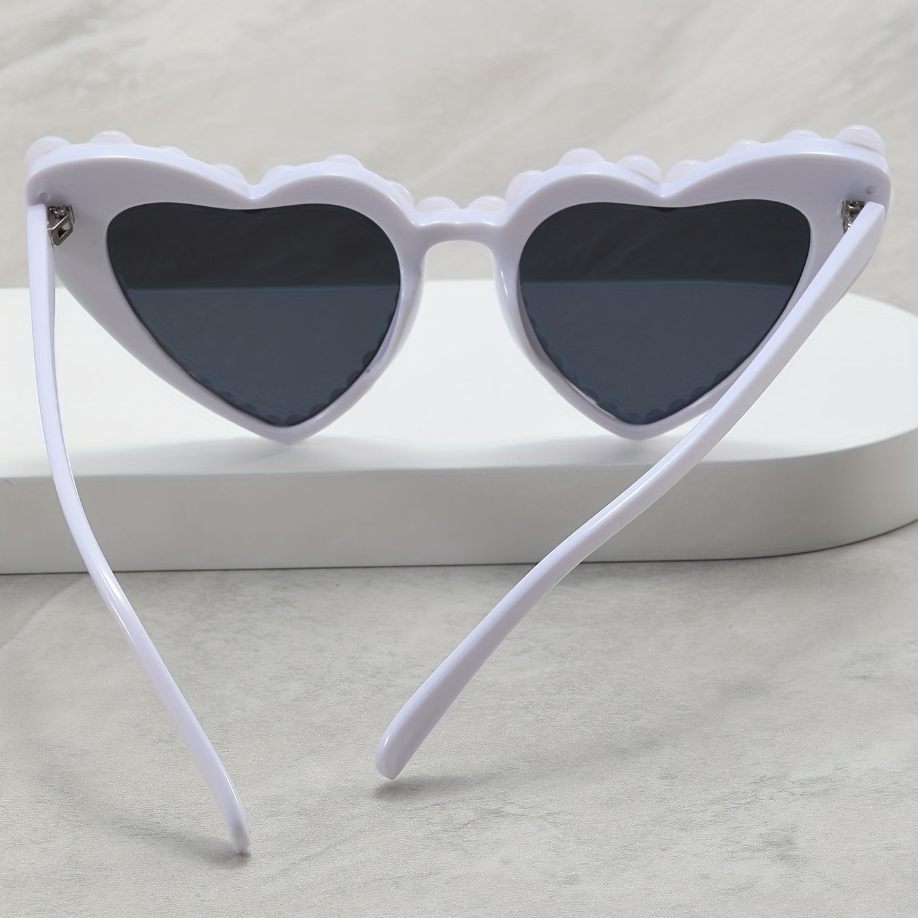 Y2K Faux Pearl Heart Sunglasses Women Prom Decorative Shades UV400