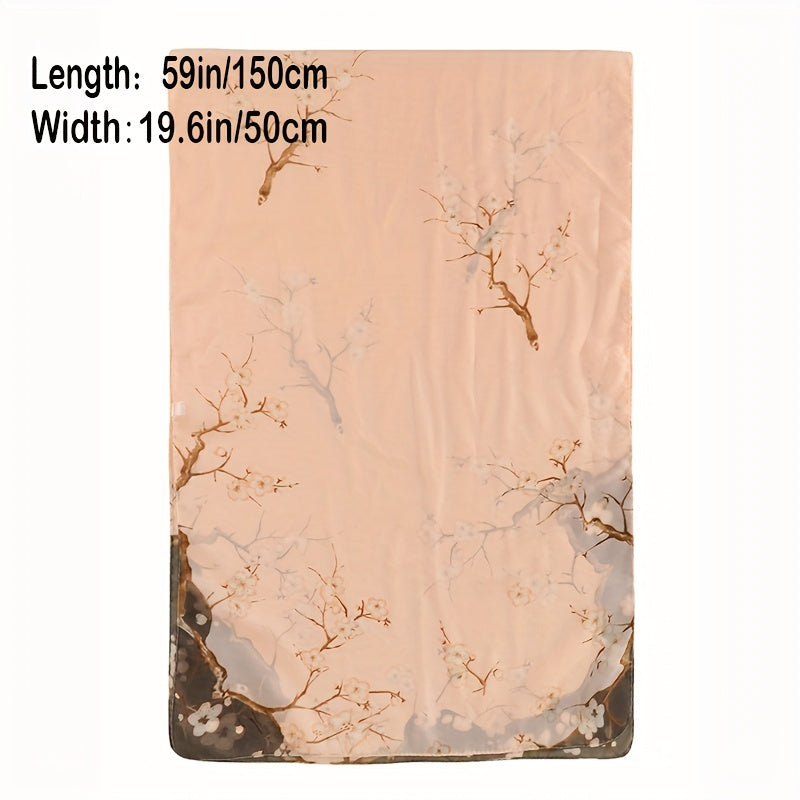 Vintage Tree Print Chiffon Scarf Long Shawl Windproof Head Wrap