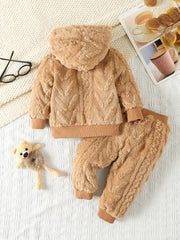 Baby Furry Thermal Set Hoodie & Pants Outfit