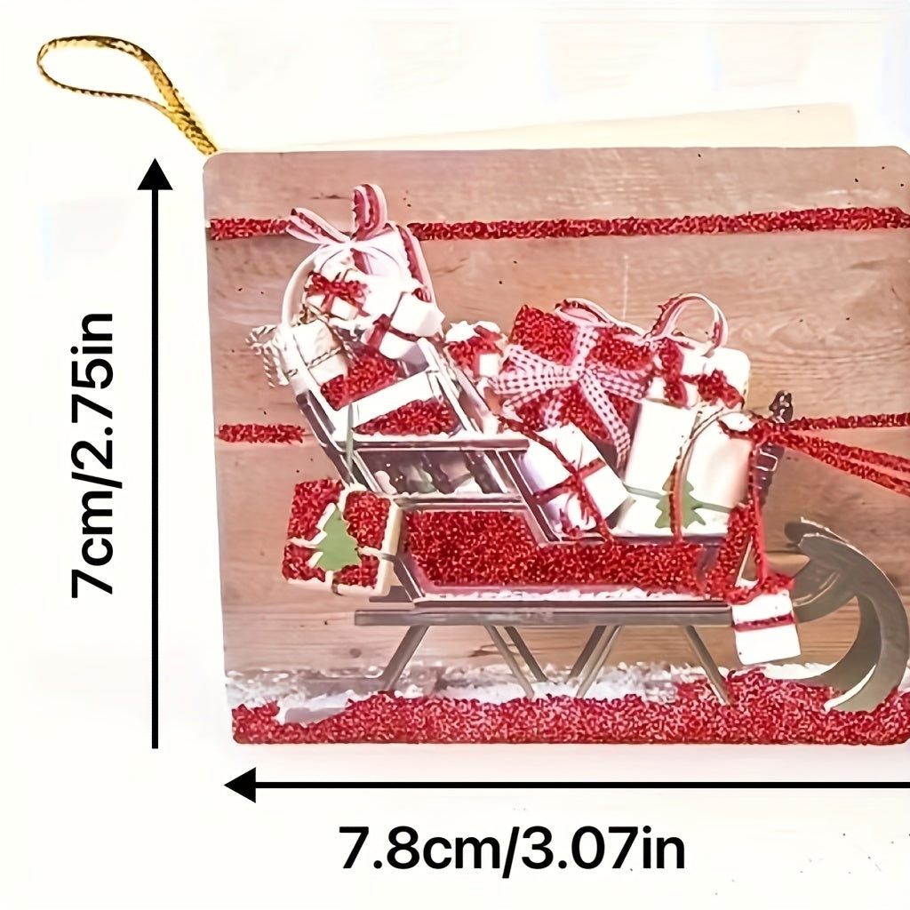 16pcs Christmas Cartoon Lanyard Greeting Cards with Rope