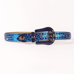 Skull Metal Buckle Belt Bling Rhinestone Western Belt