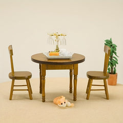 1:12 Dollhouse Wooden Round Table Set DIY Food Play Scene Model