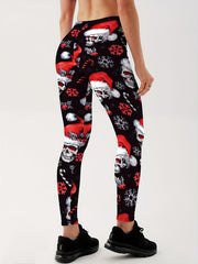 Christmas Skull Print Yoga Pants High Stretch Leggings