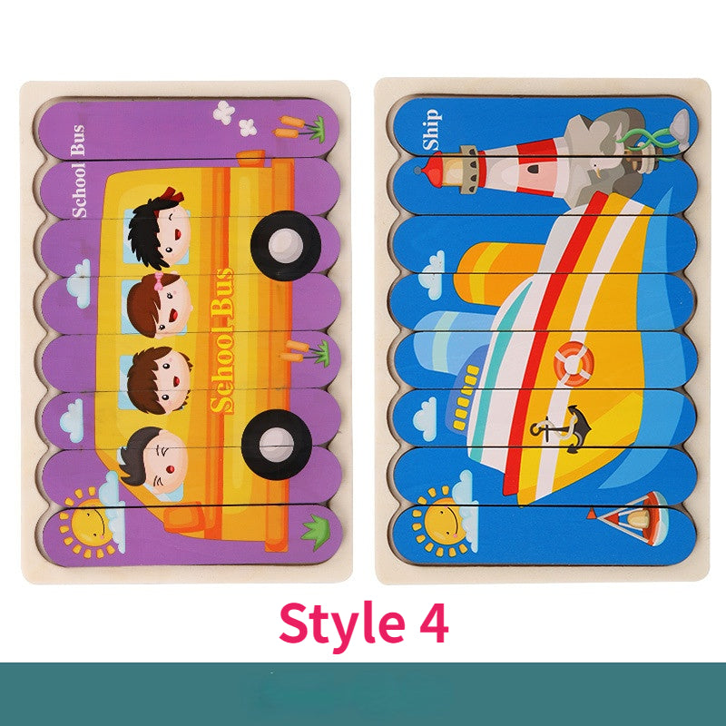 Double Sided Wooden 3D Puzzles Educational Toys For Kids