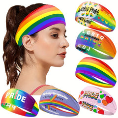 Rainbow Elastic Sports Headband for Women