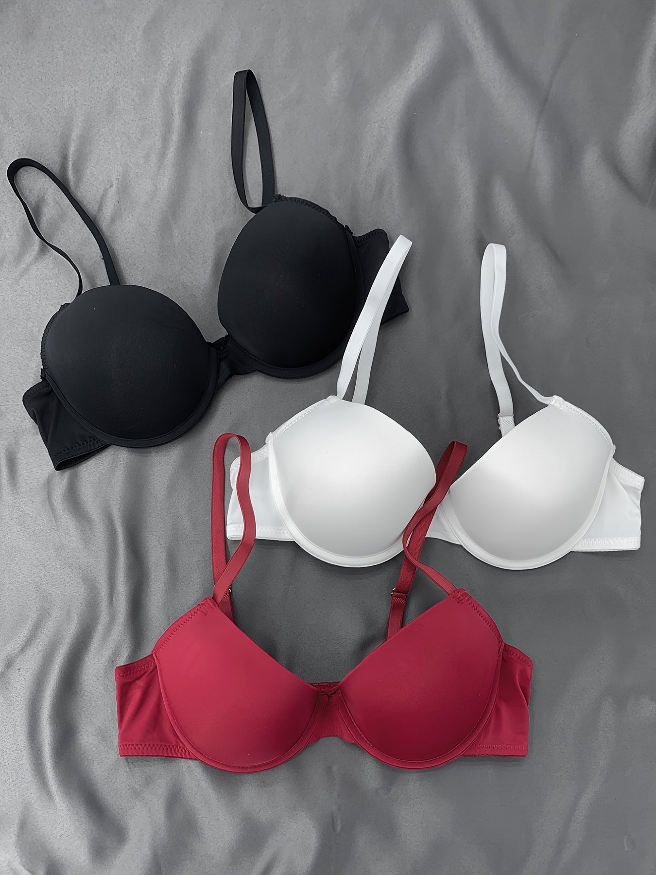 3 Pack Push Up Stretch Everyday Bra Comfy T shirt Intimates Bra