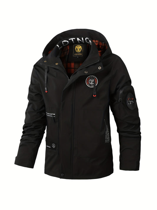 Waterproof Windbreaker Hooded Jacket Men's Casual Zip Up Jacket