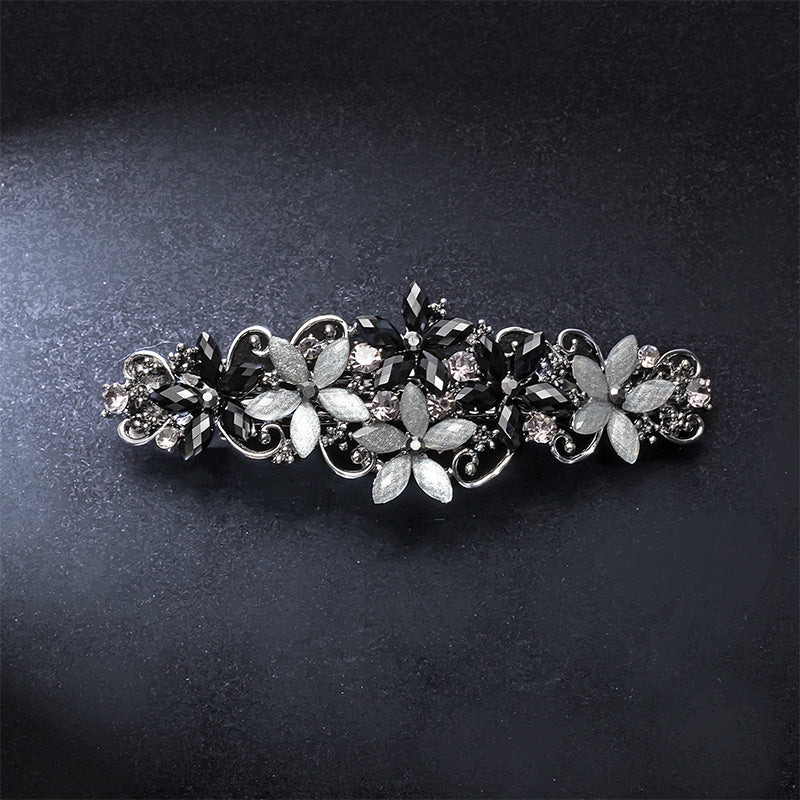 Rhinestone Flower Hair Barrettes Glitter Sparkle Fancy Clips Vintage Accessories