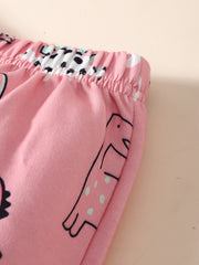 2pcs Baby Girls Dinosaur Print Top & Pant Set Kids Clothes