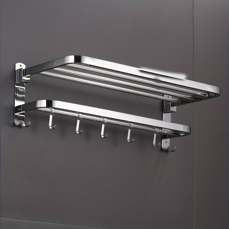 Stainless Steel Foldable Towel Storage Rack Wall Mounted Holder