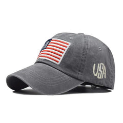 Washed Retro Letter Baseball Cap American Flag Cotton Hat