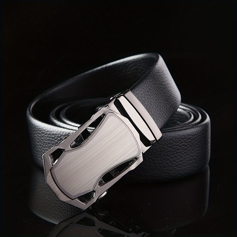 Men's Auto Buckle Leather Belt Sports Car Style Casual Business Belt