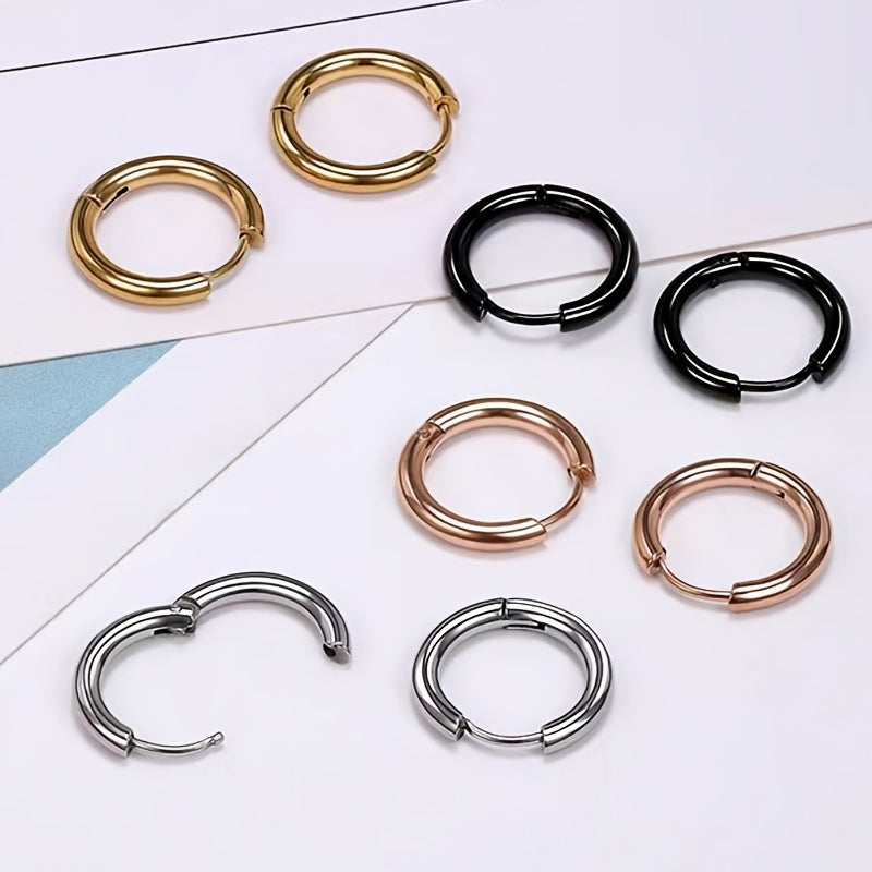 Stainless Steel Hoop Earrings Circle Ear Piercing Jewelry