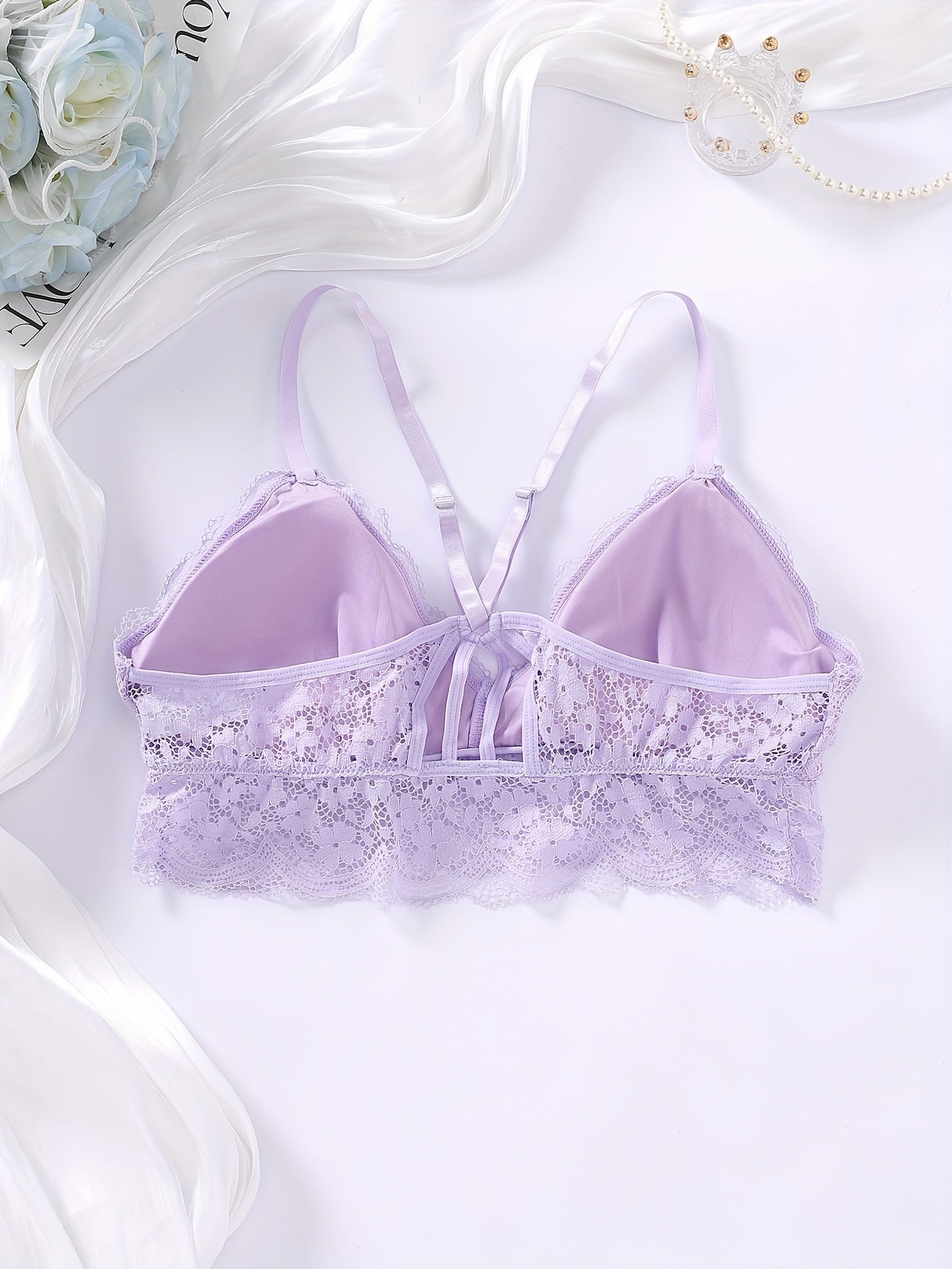 Sexy Plus Size Rhinestone Lace Bralette