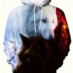Wolf 3D Print Hoodies Men Graphic Hoodie Kangaroo Pocket Loose Hooded Pullover