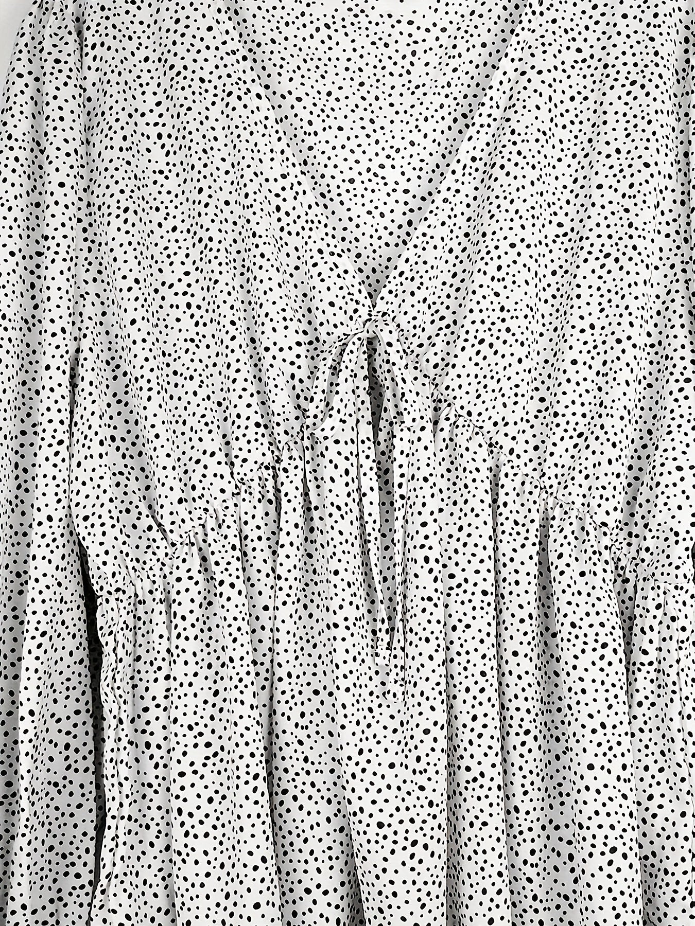  Dalmatian Print Flounce Sleeve Peplum Top