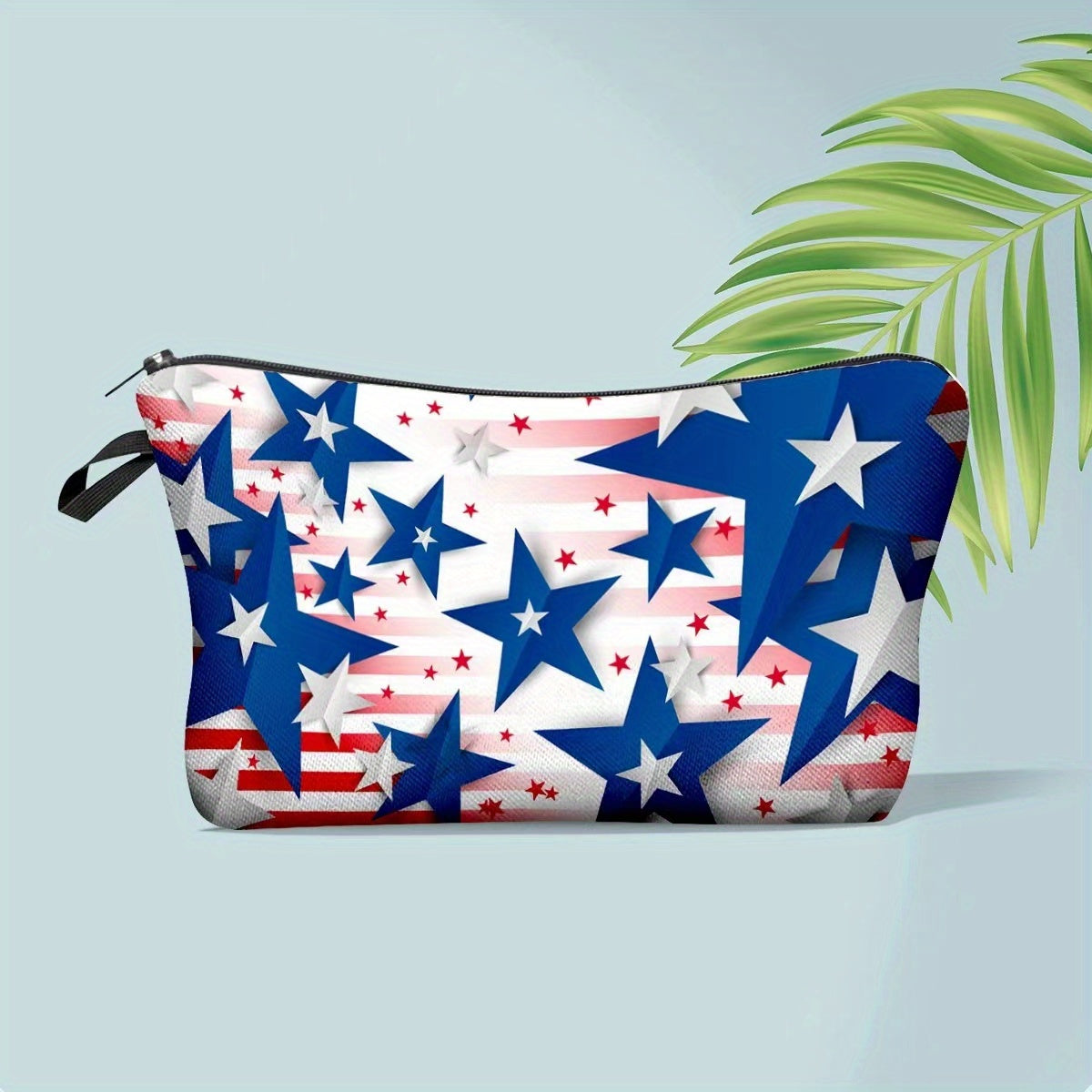 American Flag & Star Makeup Pouch Zipper Cosmetic Bag