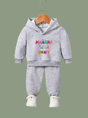 Kid's Letters Print Long Sleeve Hoodie & Pants Set Sporty Clothes