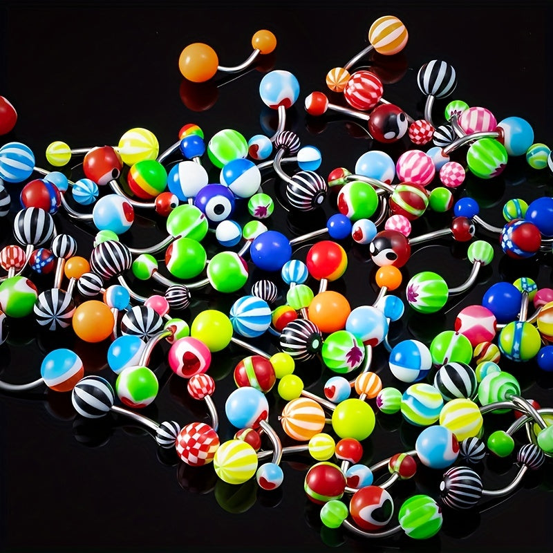 50pcs Colorful Acrylic Plastic Ball Belly Button Ring Navel Piercing Stud