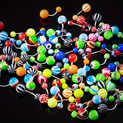 50pcs Colorful Acrylic Plastic Ball Belly Button Ring Navel Piercing Stud