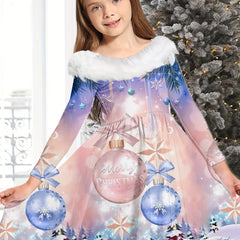 Girls Jingle Bell Long Sleeve Dress Christmas Gift
