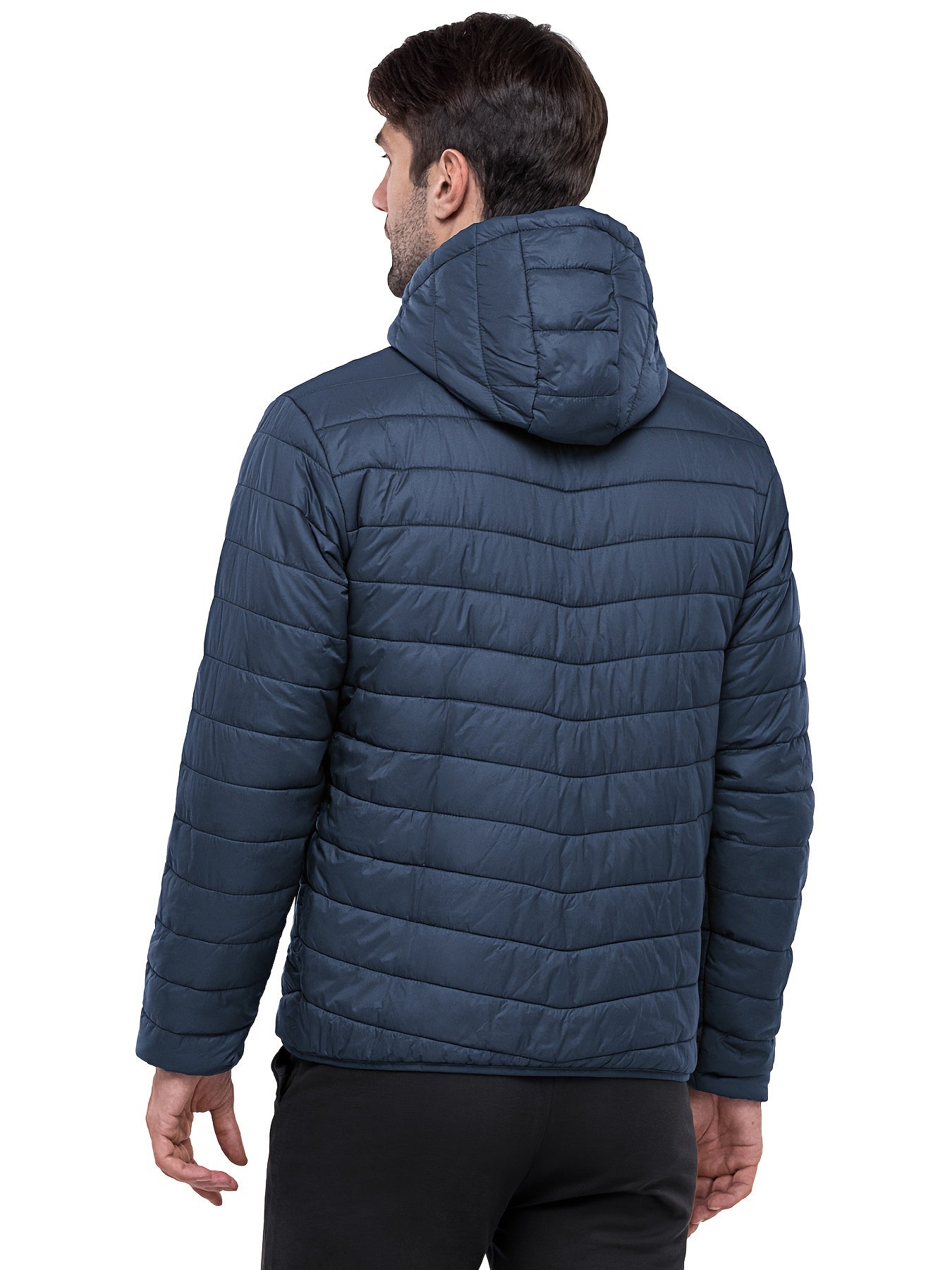 Men's Stand Collar Packable Hooded Winter Jacket Water Resistant Puffy Coat