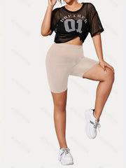  Solid Stretch Skinny Fit Biker Shorts