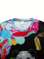 Men's Panda Print T Shirt for Spring & Summer