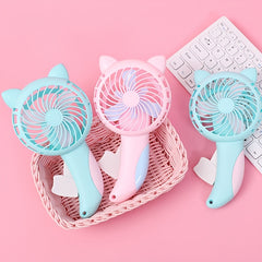 Cartoon Hand Press Fan Mini Handheld Fan Portable Cat Fan